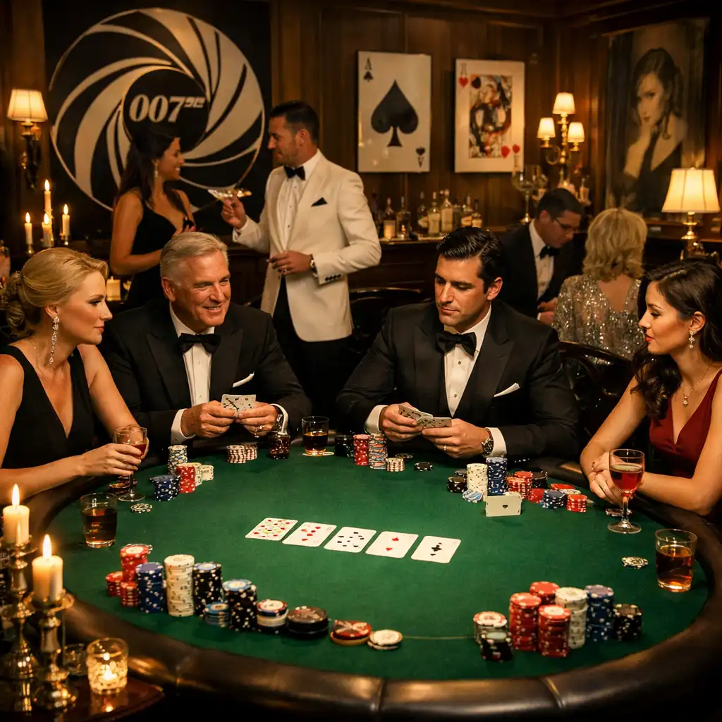 Elegant private residence transformed into a James Bond-themed card lounge